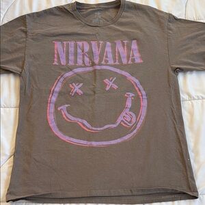 NIRVANA Brown Tee with Pink Accents